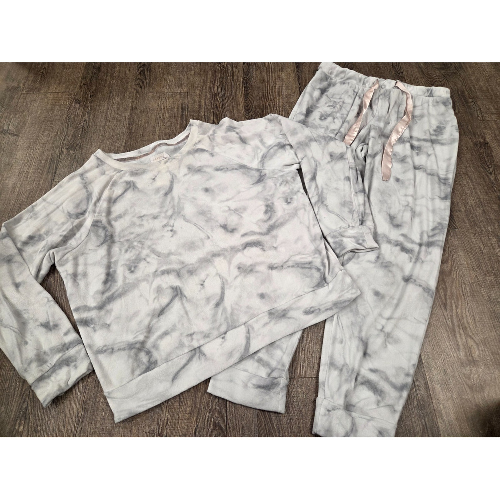 Danskin Light Gray Marble Velour Pajamas Lounge Set Pants Top Medium